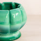 Vintage Fenton Mongolian Green Short Circular Slag Glass Rose Bowl