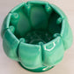 Vintage Fenton Mongolian Green Short Circular Slag Glass Rose Bowl