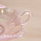 Vintage Fenton Pink Iridescent Glass Butterfly Dish with 2 Handles