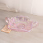 Vintage Fenton Pink Iridescent Glass Butterfly Dish with 2 Handles