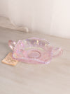 Vintage Fenton Pink Iridescent Glass Butterfly Dish with 2 Handles