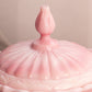 Vintage Fenton Pink and White Slag Glass Lidded Dish