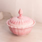 Vintage Fenton Pink and White Slag Glass Lidded Dish