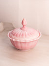 Vintage Fenton Pink and White Slag Glass Lidded Dish