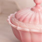 Vintage Fenton Pink and White Slag Glass Lidded Dish