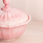 Vintage Fenton Pink and White Slag Glass Lidded Dish