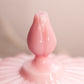 Vintage Fenton Pink and White Slag Glass Lidded Dish