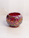 Vintage Fenton Small Red Amberina Carnival Glass Water Lily Rose Bowl (Glows)