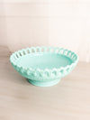 Vintage Fostoria Randolph Aqua Milk Glass Large Bowl with Lattice Edge