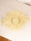 Vintage Fostoria Topaz Yellow Glass Plate Platter with 2 Handles and Fancy Etching