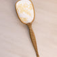Vintage Gold Tone Floral Handheld Mirror and Brush Set