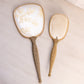 Vintage Gold Tone Floral Handheld Mirror and Brush Set