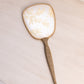 Vintage Gold Tone Floral Handheld Mirror and Brush Set