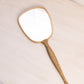Vintage Gold Tone Floral Handheld Mirror and Brush Set