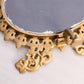 Vintage Gold Tone Standing Oval Mirror with Fleur de Lis Designs