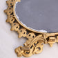 Vintage Gold Tone Standing Oval Mirror with Fleur de Lis Designs