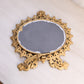 Vintage Gold Tone Standing Oval Mirror with Fleur de Lis Designs