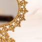 Vintage Gold Tone Standing Oval Mirror with Fleur de Lis Designs