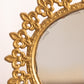 Vintage Gold Tone Standing Oval Mirror with Fleur de Lis Designs