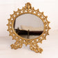 Vintage Gold Tone Standing Oval Mirror with Fleur de Lis Designs