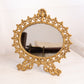 Vintage Gold Tone Standing Oval Mirror with Fleur de Lis Designs