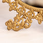 Vintage Gold Tone Standing Oval Mirror with Fleur de Lis Designs