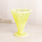 Vintage Greenish Yellow Opalescent Vaseline Glass Hobnail Vase (Glows)
