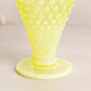 Vintage Greenish Yellow Opalescent Vaseline Glass Hobnail Vase (Glows)