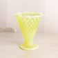 Vintage Greenish Yellow Opalescent Vaseline Glass Hobnail Vase (Glows)