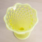 Vintage Greenish Yellow Opalescent Vaseline Glass Hobnail Vase (Glows)