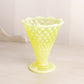 Vintage Greenish Yellow Opalescent Vaseline Glass Hobnail Vase (Glows)