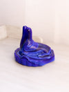 Vintage Heavy Blue Slag Glass Seal Paperweight