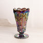 Vintage Imperial Glass Amber Carnival Glass Sawtooth Edge Footed Vase