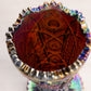 Vintage Imperial Glass Amber Carnival Glass Sawtooth Edge Footed Vase