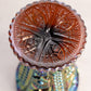 Vintage Imperial Glass Amber Carnival Glass Sawtooth Edge Footed Vase