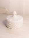 Vintage Imperial Glass Circular White Milk Glass Hobnail Lidded Dish