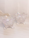 Vintage Imperial Glass Clear Iridescent Candleholder with Floral Designs