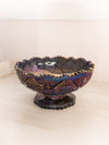 Vintage Imperial Glass Large Carnival Pedestal Bowl with Sawtooth Edge