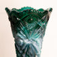 Vintage Imperial Glass Large Green Slag Glass Vase with Sawtooth Edge