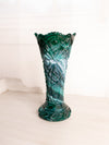 Vintage Imperial Glass Large Green Slag Glass Vase with Sawtooth Edge