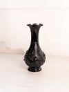 Vintage Imperial Glass Small Black Bud Vase with Floral Designs