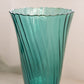 Vintage Jeannette Glass Large Swirl Ultramarine Blue Green Teal Footed Vase