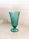 Vintage Jeannette Glass Large Swirl Ultramarine Blue Green Teal Footed Vase
