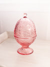 Vintage LE Smith Glass Large Pink Lidded Footed Egg Dish