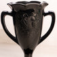 Vintage LE Smith Medium Black Glass Vase with 2 Handles and Dancing Women