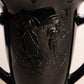 Vintage LE Smith Medium Black Glass Vase with 2 Handles and Dancing Women