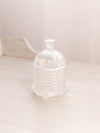 Vintage LE Smith Medium Clear Iridescent Glass Beehive Lidded Jam Jar