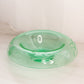 Vintage Large Green Uranium Glass Bowl with Flared Edge and Etched Floral Designs (Glows)