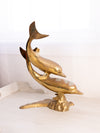 Vintage Large Double Dolphin Brass Figurine