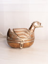 Vintage Large Hinged Lidded Copper/Silver Tone Duck Bird Box